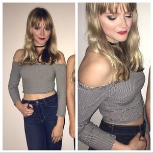 Off the Shoulder Striped Crop Top